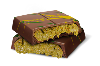 Date-Sweetened Pistachio Cream Kunafa Chocolate Bar