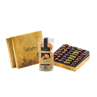 Skyline Gift Bundle – 2 Skyline Dates Boxes (Large + Medium) + 1 Jar of Ma’amoul