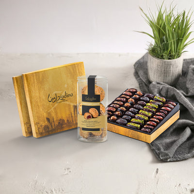 Skyline Gift Bundle – 2 Skyline Dates Boxes (Large + Medium) + 1 Jar of Ma’amoul