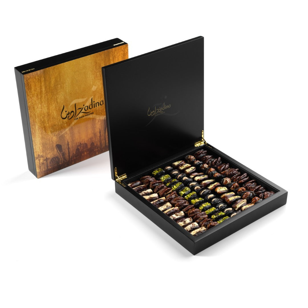 Abu Dhabi Skyline Wooden Box With Assorted Dates Gift Set