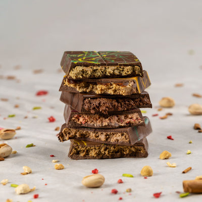 Date-Sweetened Pistachio Cream Kunafa Chocolate Bar