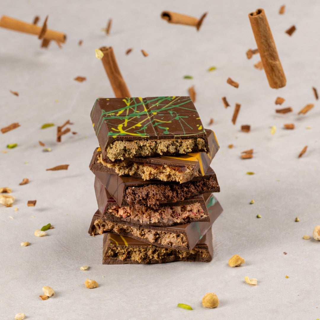 Date-Sweetened Mystika & Cinnamon Kunafa Chocolate Bar