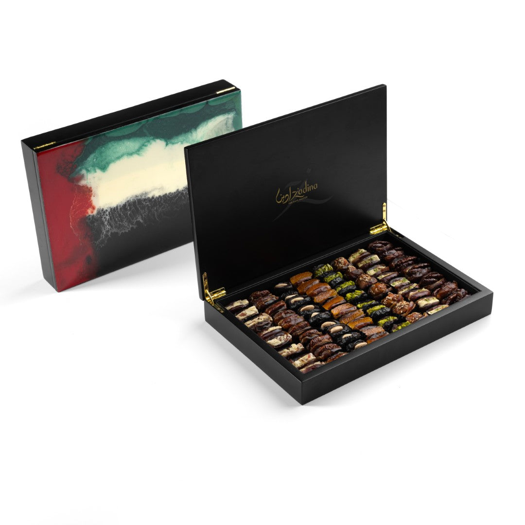 UAE Flag Wood Box with Stuffed Dates