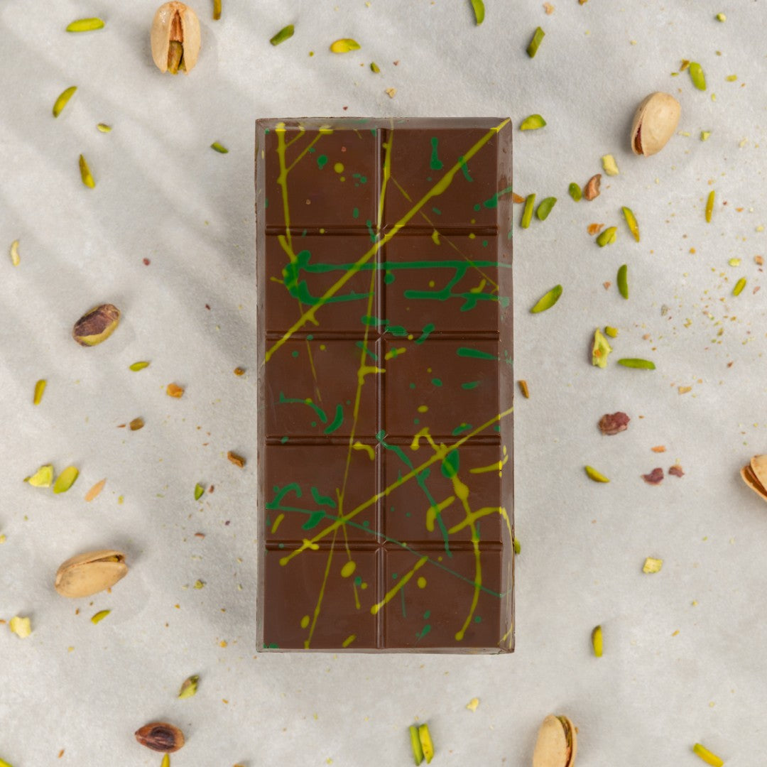 Date-Sweetened Pistachio Cream Kunafa Chocolate Bar