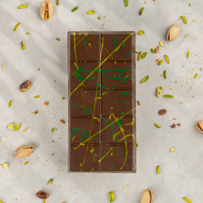Date-Sweetened Pistachio Cream Kunafa Chocolate Bar