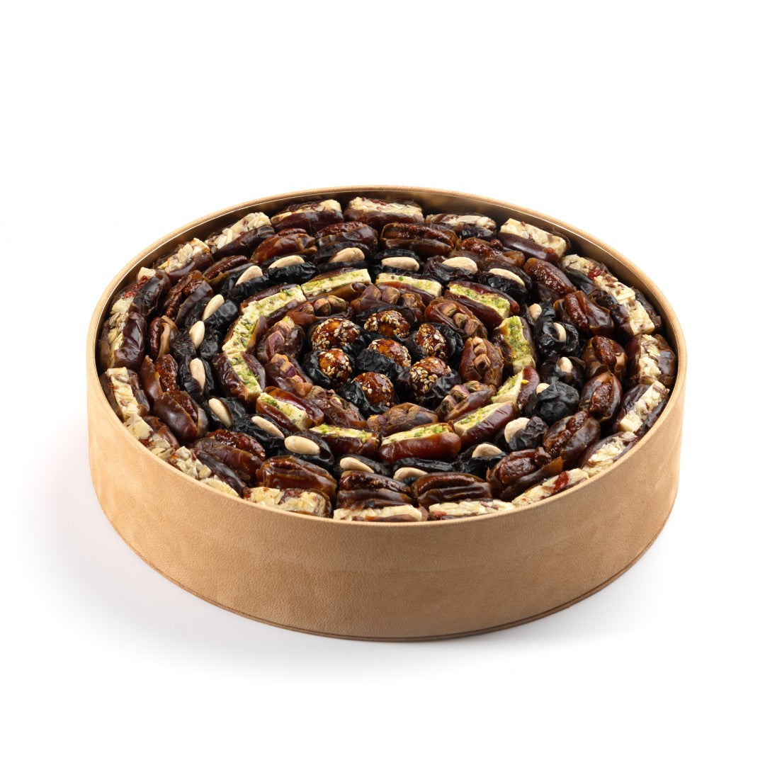 Luxurious Camel Leather Round Date Box