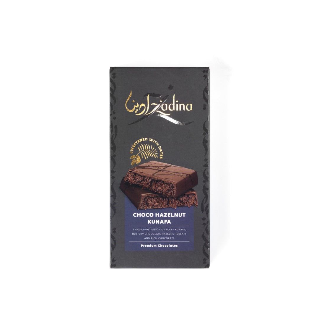 Date-Sweetened Choco Hazelnut Kunafa Chocolate Bar