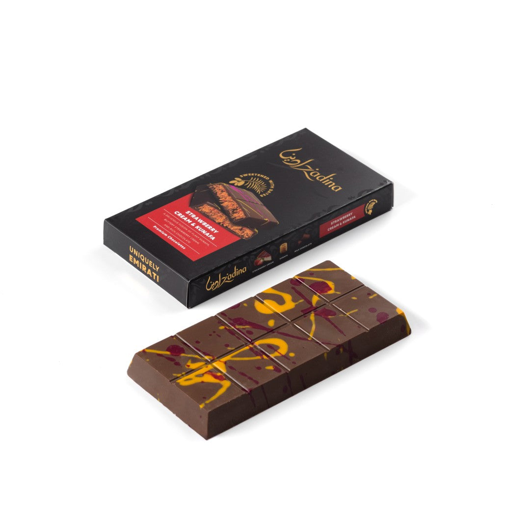 Date-Sweetened Strawberry Cream Kunafa Chocolate Bar