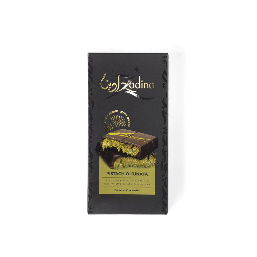 Date-Sweetened Pistachio Cream Kunafa Chocolate Bar