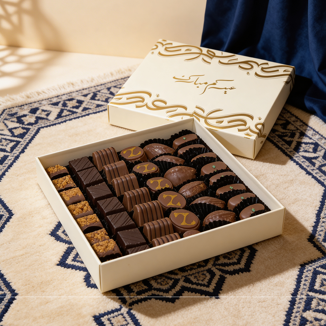 Eid Mubarak Gift Box With Filled Dates & Chocodates - 700g