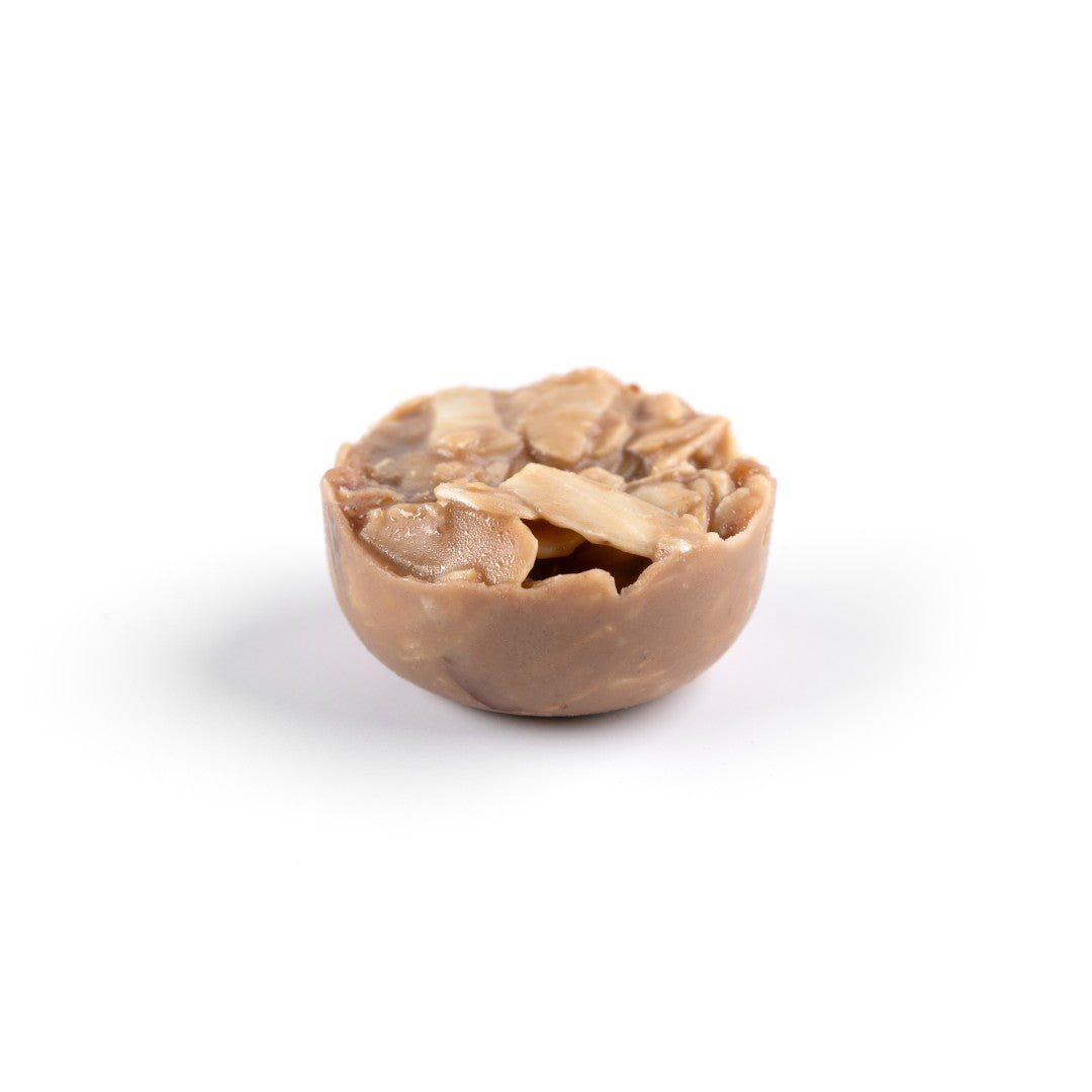 Kholas Dates With Almond Nut Filling Covered In Golden Chocolate Slivers