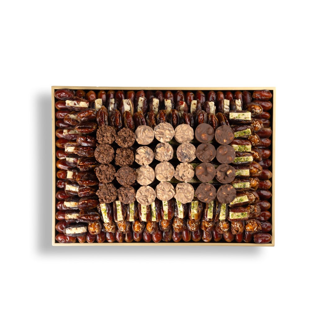 Desert-Inspired Resin Wooden Tray With Assorted Dates Gift Set - 5.5kg