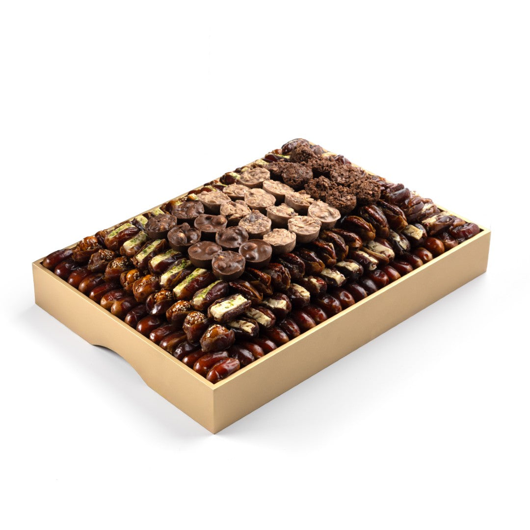 Desert-Inspired Resin Wooden Tray With Assorted Dates Gift Set - 5.5kg