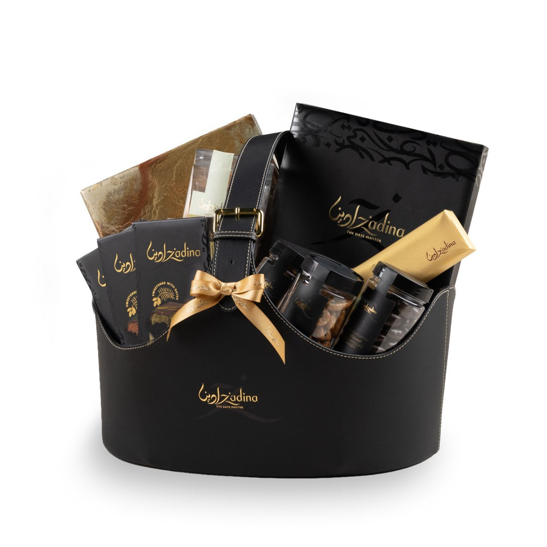Luxury Camel Leather Hamper Dates Gift Set