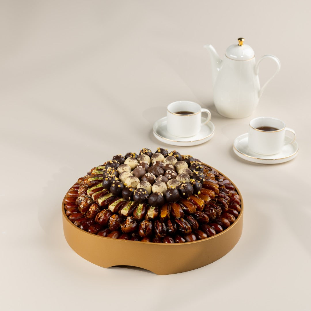 Resin Desert Round Tray & Emirati Date Set - 2kg