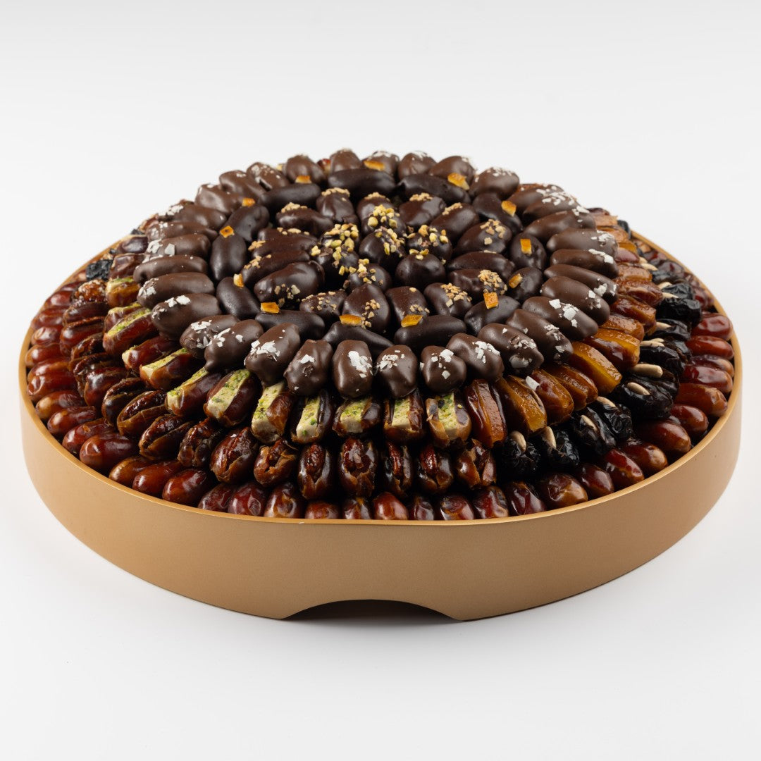 Big Round Golden Resin Desert Tray & Emirati Date Set - 8.5kg