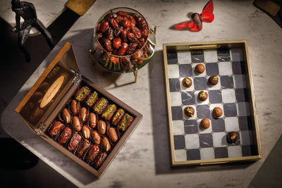 Small Wooden Camel Leather Dates Box
