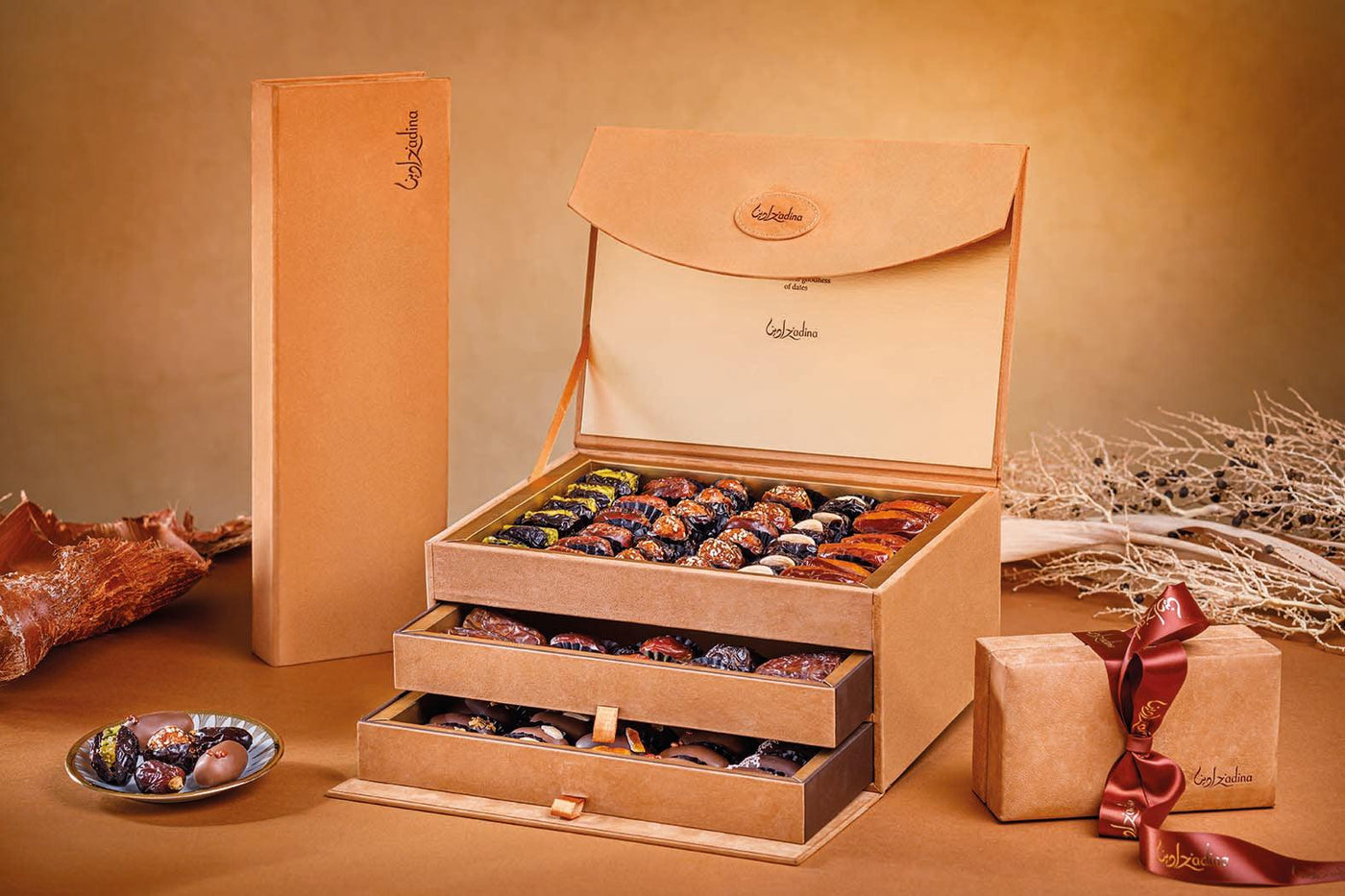 Luxury Camel Leather Date Box