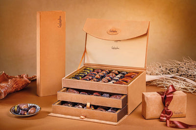 Three-Layer Drawer Camel Leather Date Box