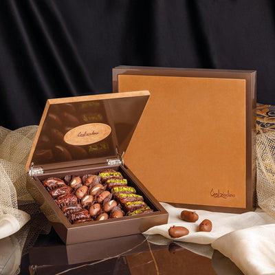 Small Wooden Camel Leather Dates Box